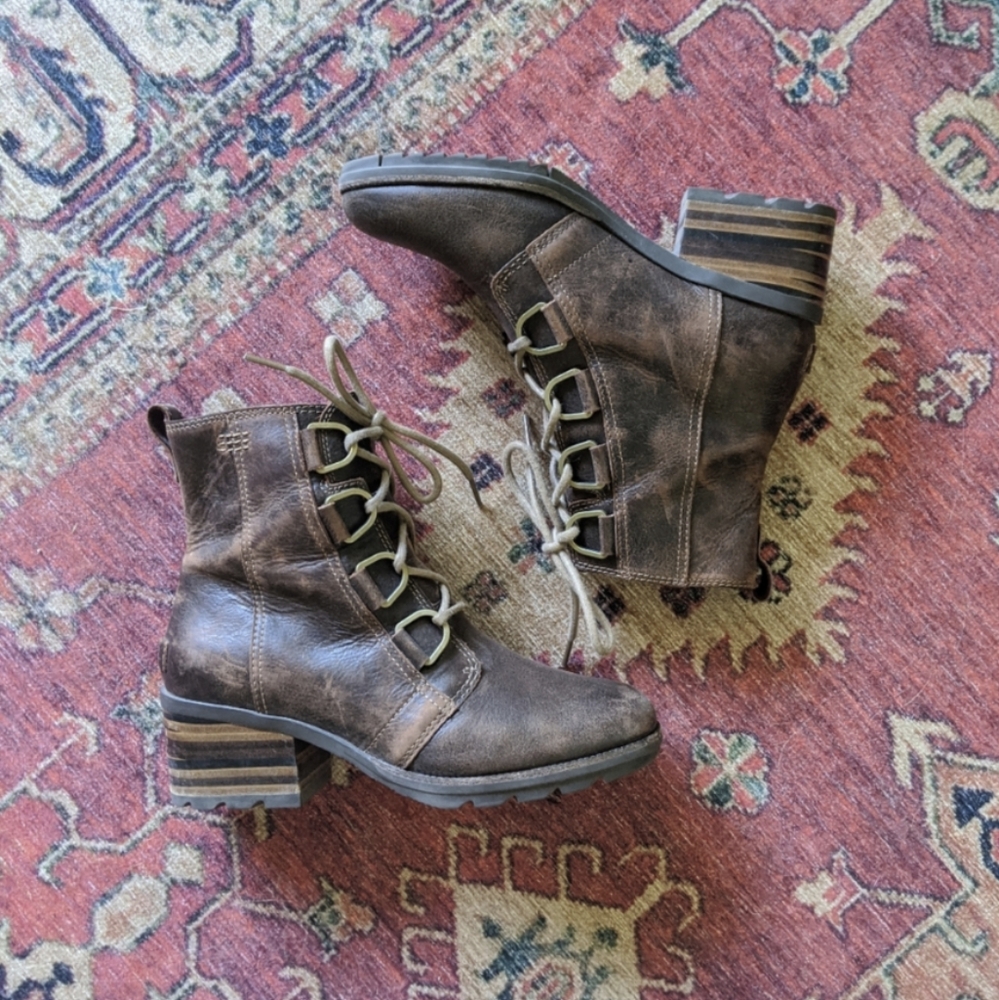 Sorel Cate Brown Lace Up Boots Size 7.5